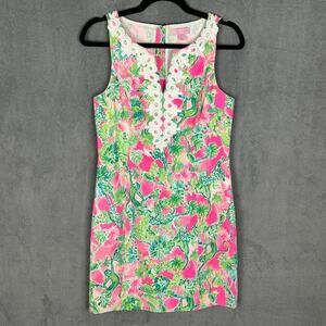 Lilly Pulitzer Dress Women 4 Pink Gabby Raz Berry Catty Shack Lace Resort Preppy